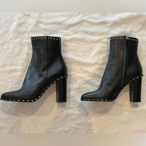 Valentino Black Leather Studded Heeled Boots